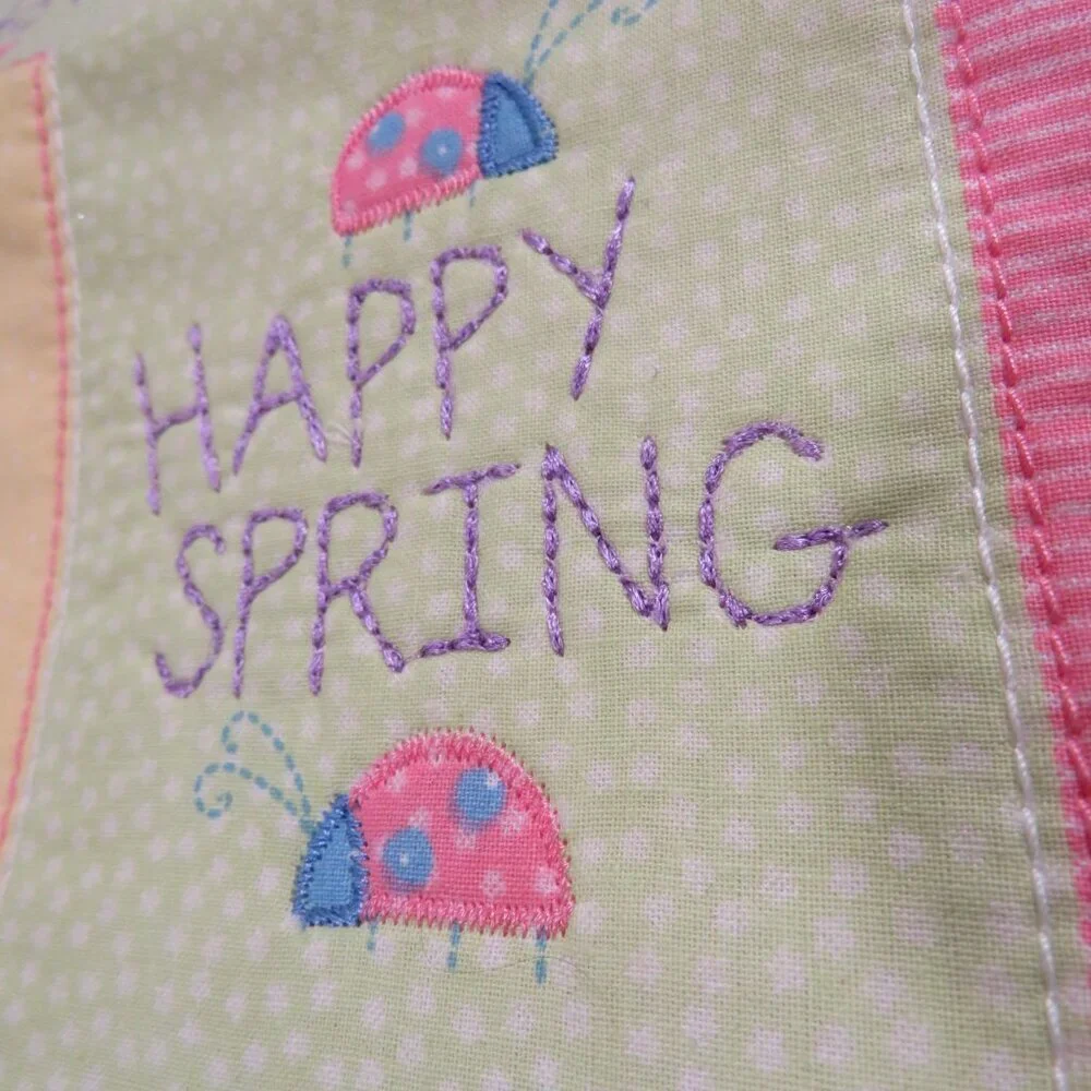 Spring Easter Rabbit Quilted Table Runner by Blossoms & Blossoms cotton pastel